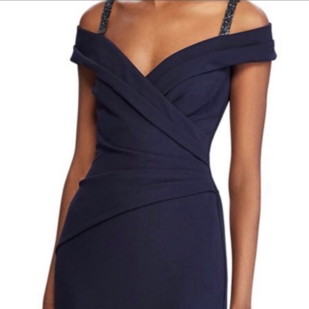 Ralph Lauren Off-Shoulder Navy Maxi Dress - Picture 2 of 5